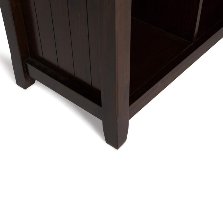 SIMPLIHOME Acadian SOLID WOOD 57 inch Wide Rustic 8 Cube Storage Sofa Table in Brunette Brown - Diamond Home USA