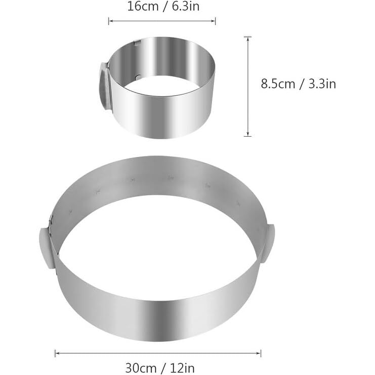 Round Stainless Steel Ring Adjustable Cake for Baking Silver Dishwasher Safe - Diamond Home USA