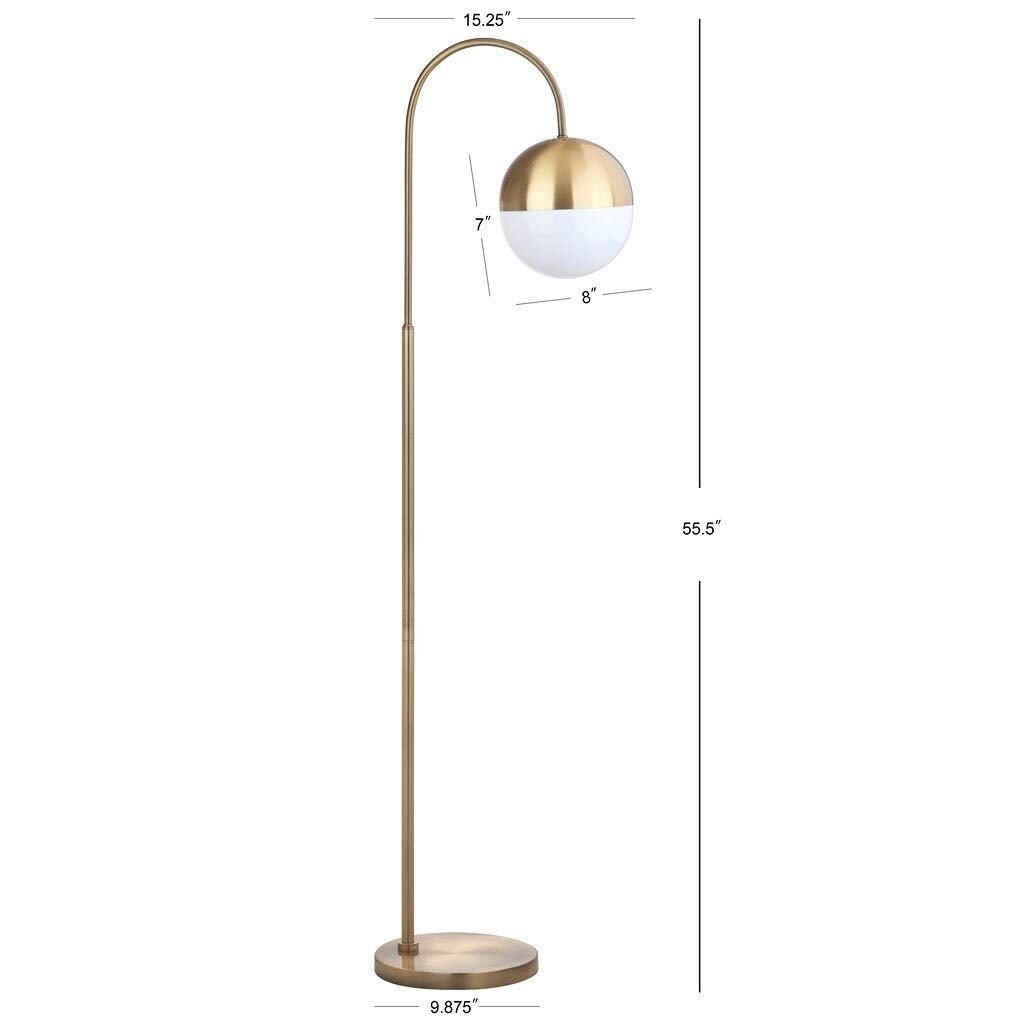 Led Rose Gold Floor p Vintage Arc Reading Light with Shade White Standing - Diamond Home USA