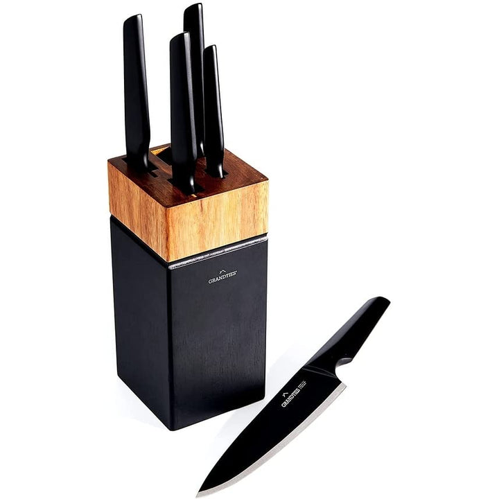Onyx Nonstick High Carbon German Stainless Steel 7pc Kitchen Knife Set Black