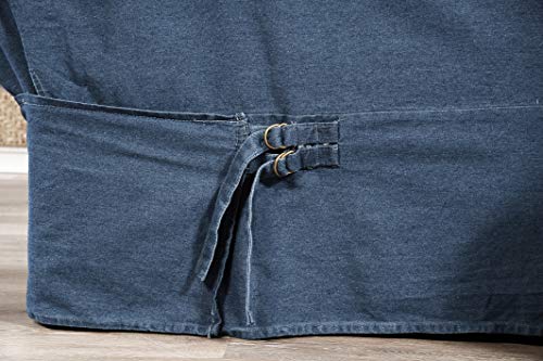 2 Piece Cotton Washed Heavy Denim Sofa Slipcover Blue - Diamond Home USA