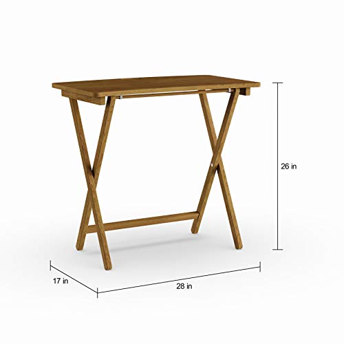 Goosefoot Red Oak Folding Tv Tray Table Brown Casual Traditional Rectangle - Diamond Home USA
