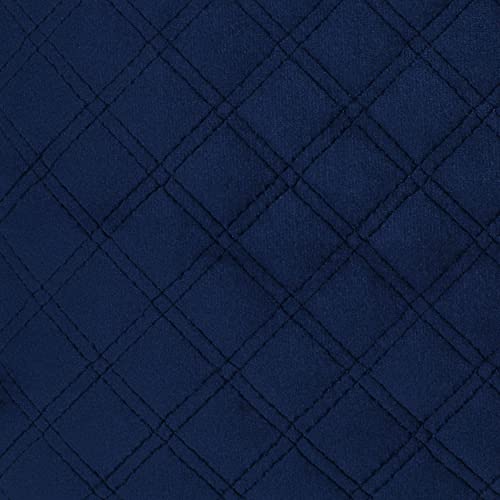 Cube Ottoman in Navy Blue Velvet Modern Contemporary Solid Square Wood - Diamond Home USA