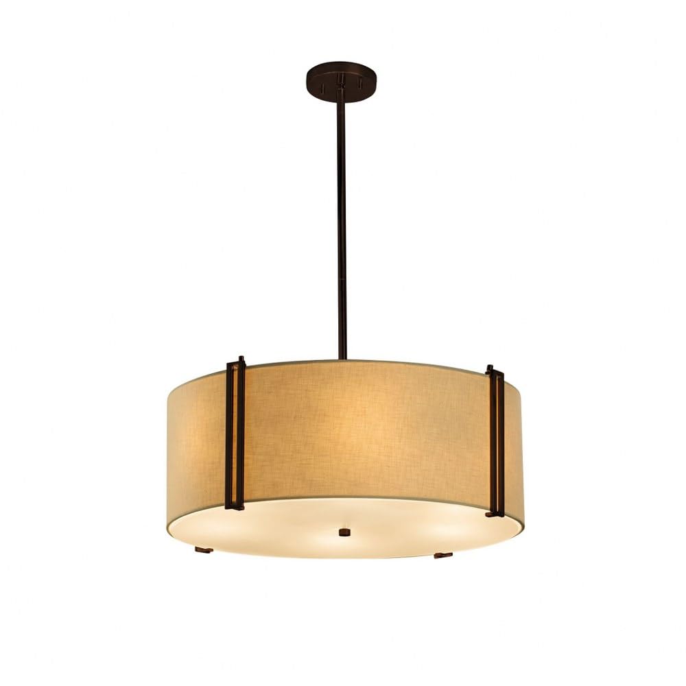 Justice Design Group Lighting FAB-9512-CREM-DBRZ Textile Reveal 24" Drum Pendant