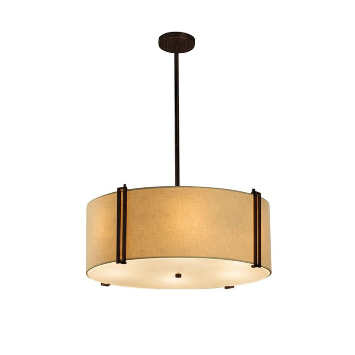 Justice Design Group Lighting FAB-9512-CREM-DBRZ Textile Reveal 24" Drum Pendant