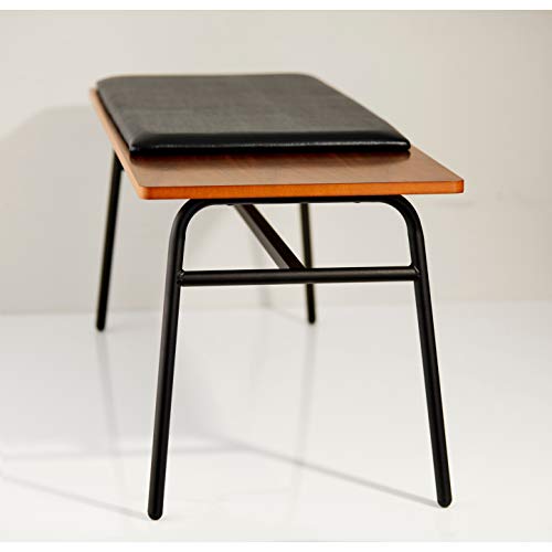 Walnut and Matte Black Entryway Bench Farmhouse Industrial Mid-Century Modern - Diamond Home USA