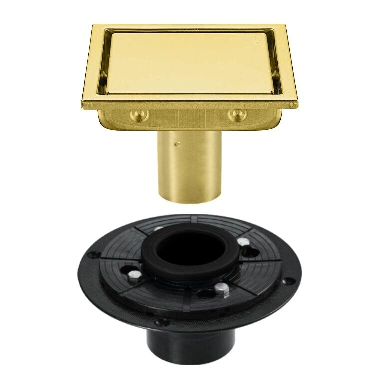 Brushed Gold 6 Inch less Material Shower Drain with Abs Base X Yellow - Diamond Home USA