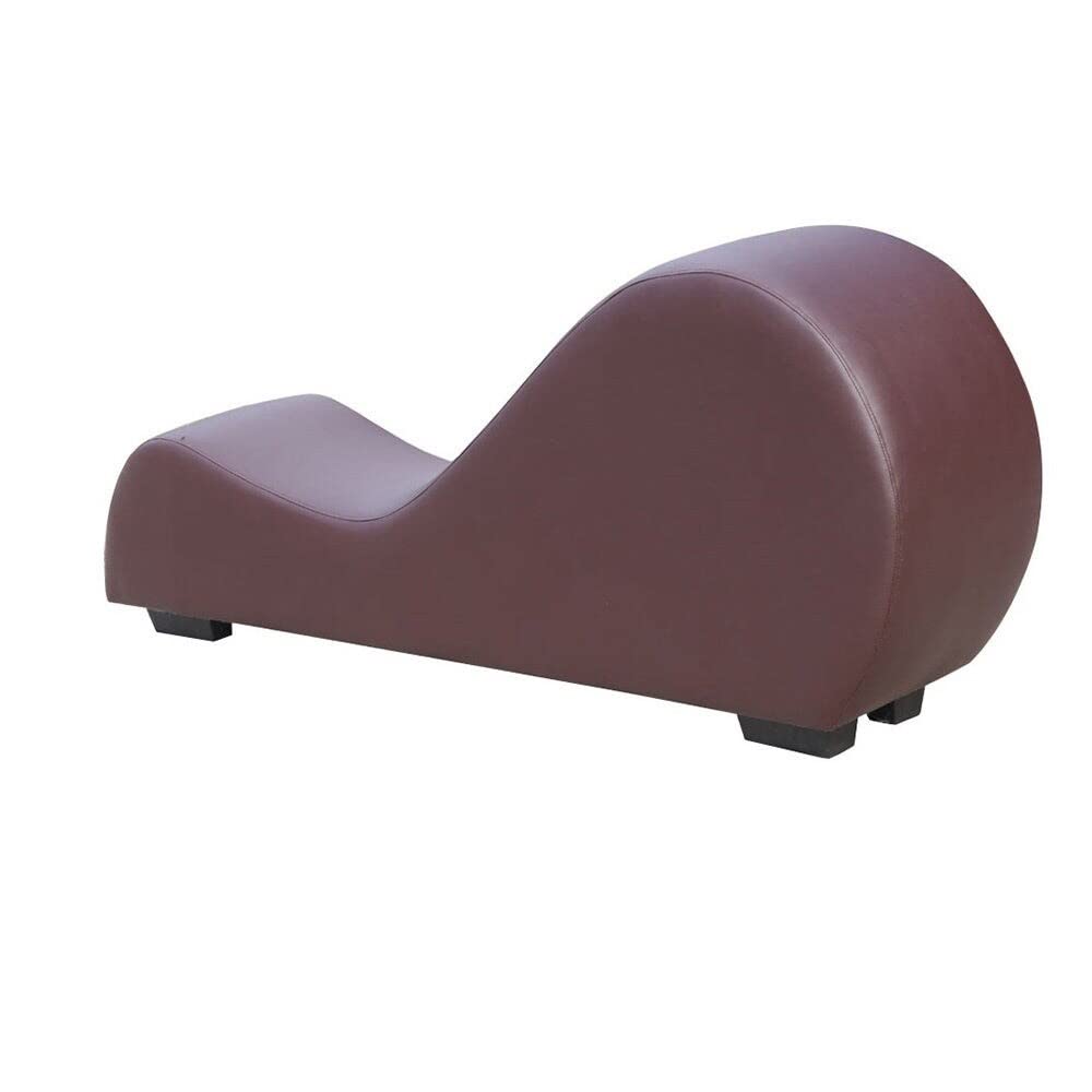 Oliver & James Soulages Faux Leather Yoga Chair Stretch Chaise Brown Chocolate Brown