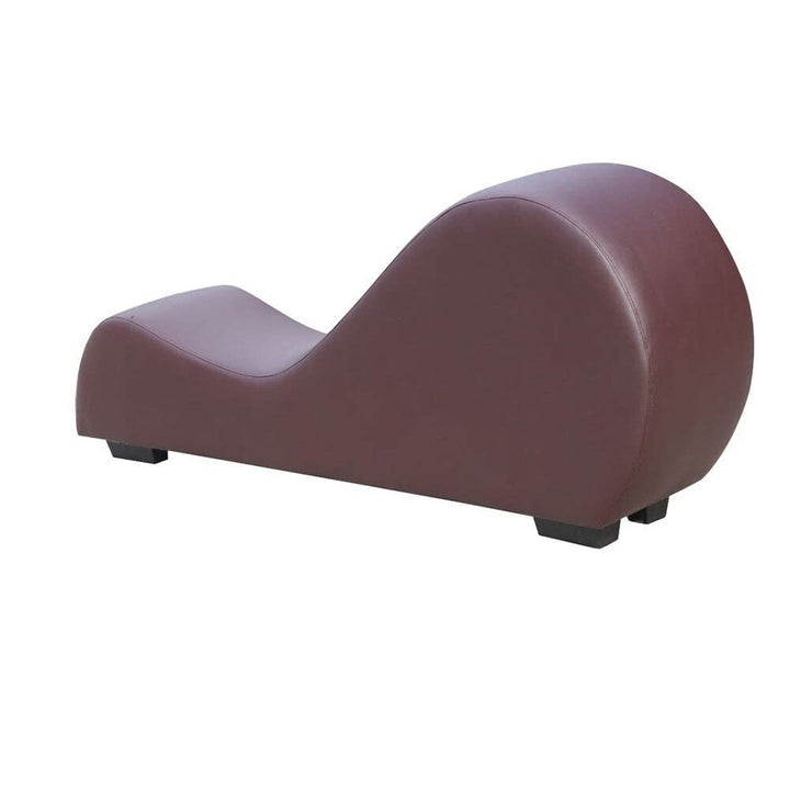 Oliver & James Soulages Faux Leather Yoga Chair Stretch Chaise Brown Chocolate Brown