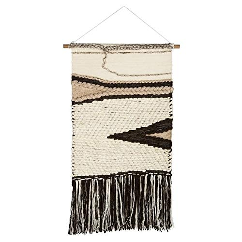 Hand Woven Wall Tapestry 111-2' X 3' Beige Brown Bohemian Eclectic Wool - Diamond Home USA