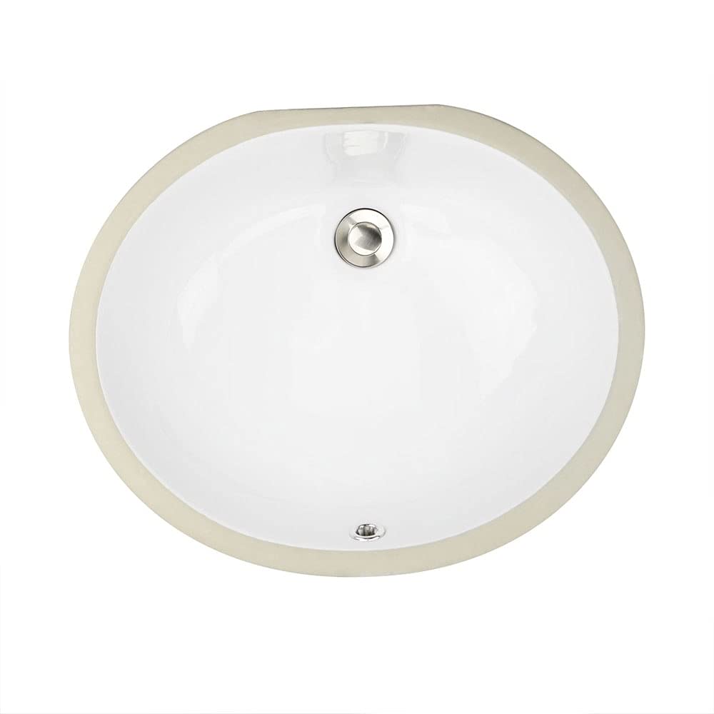 Oval White 17x14-inch Undermount Vanity Sink Ceramic Porcelain Glossy Includes - Diamond Home USA