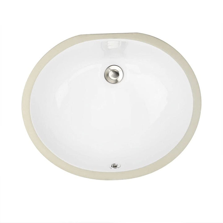Oval White 17x14-inch Undermount Vanity Sink Ceramic Porcelain Glossy Includes - Diamond Home USA