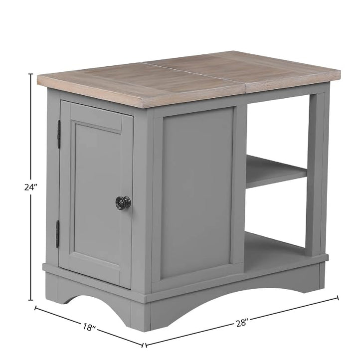 Parker House Americana Modern Traditional Wood Chairside Table in Gray - Diamond Home USA