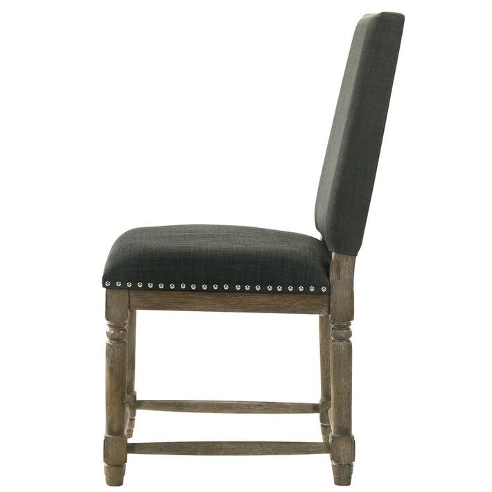 Set of 2 Gray Fabric Dining Chair with Nailhead Trim Grey Farmhouse - Diamond Home USA