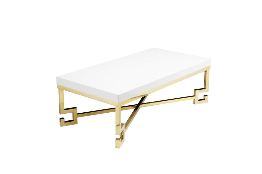 Sophia Coffee Table in Gold and White Lacquer - Diamond Home USA