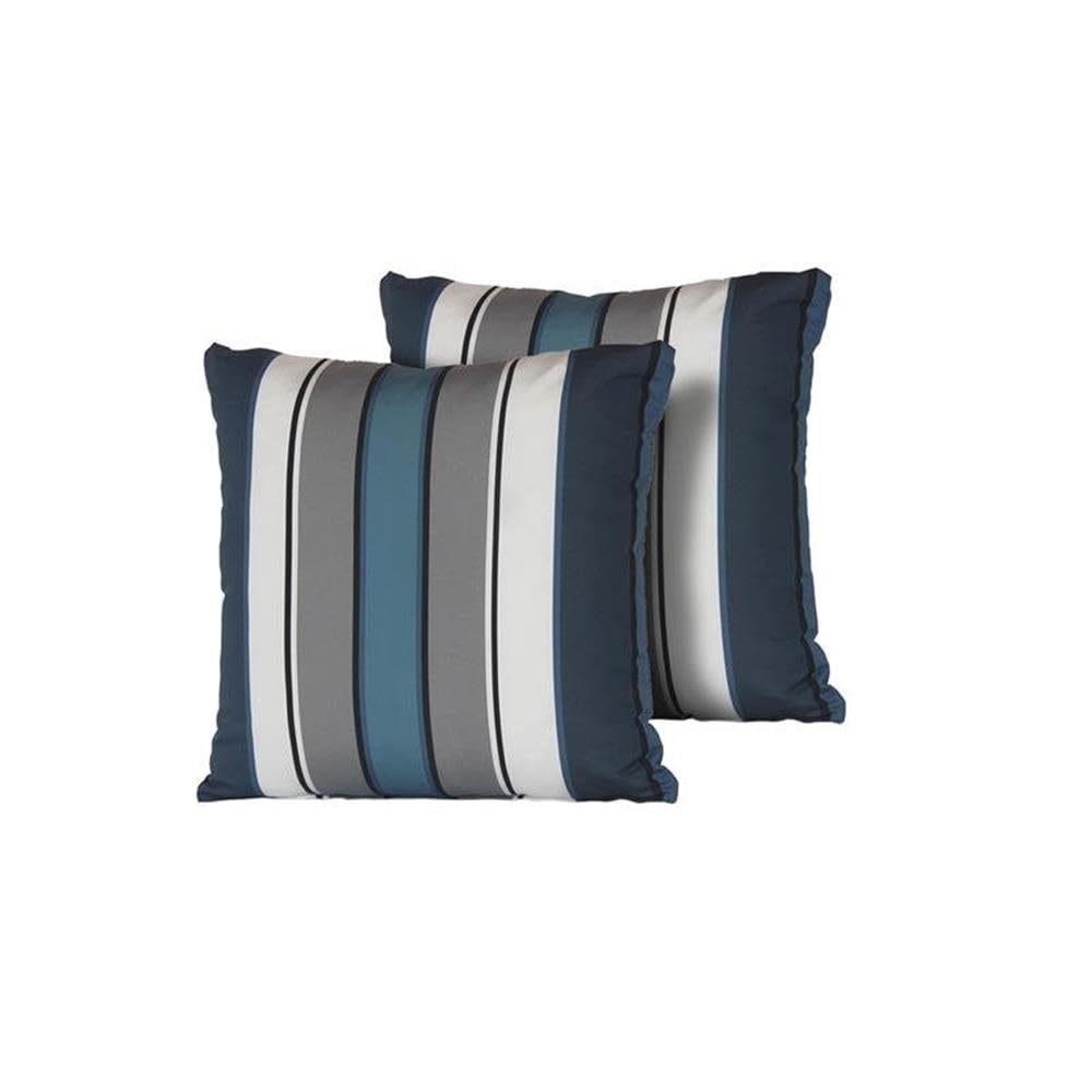 TK Classics Captains Blue Stripe Outdoor Throw Pillows Square Set of 2