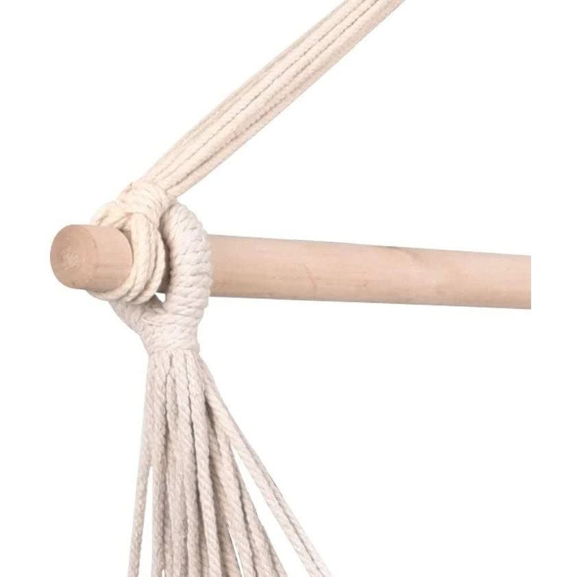 Hanging Rope Hammock Chair Swing Seat with Two Cushions and Carrying Bag Brown - Diamond Home USA