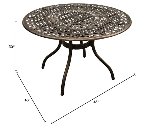 Oakland Living Patio Dining Bronze Weatherproof Outdoor Aluminum 48" Round Table - Diamond Home USA