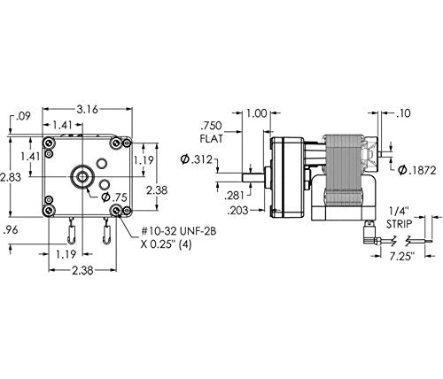 DAYTON 1MBF9 AC Gearmotor 66 RPM Open 115V - Diamond Home USA