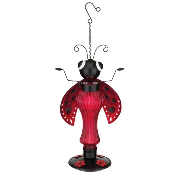 Critter Hummingbird Feeder Ladybug Red Metal - Diamond Home USA