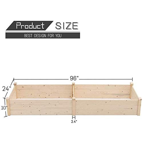 8-Foot Wooden Garden Bed Planter Box Off-White Rectangular Cedar - Diamond Home USA