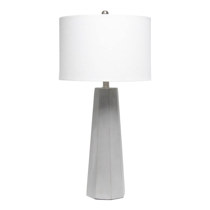 Lalia Home Modern Concrete Pillar Table Lamp with White Fabric Shade