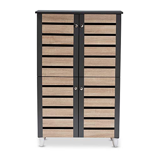 Contemporary Shoe Storage Cabinet Brown Modern Wood Includes Hardware - Diamond Home USA
