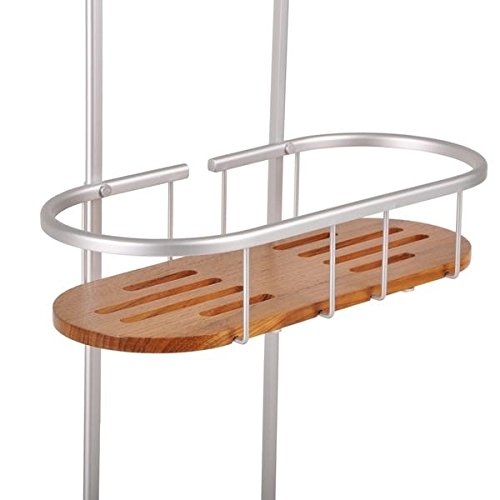 Tia Large Over the Showerhead Rustproof Shower Caddy Teak Shelves - Diamond Home USA