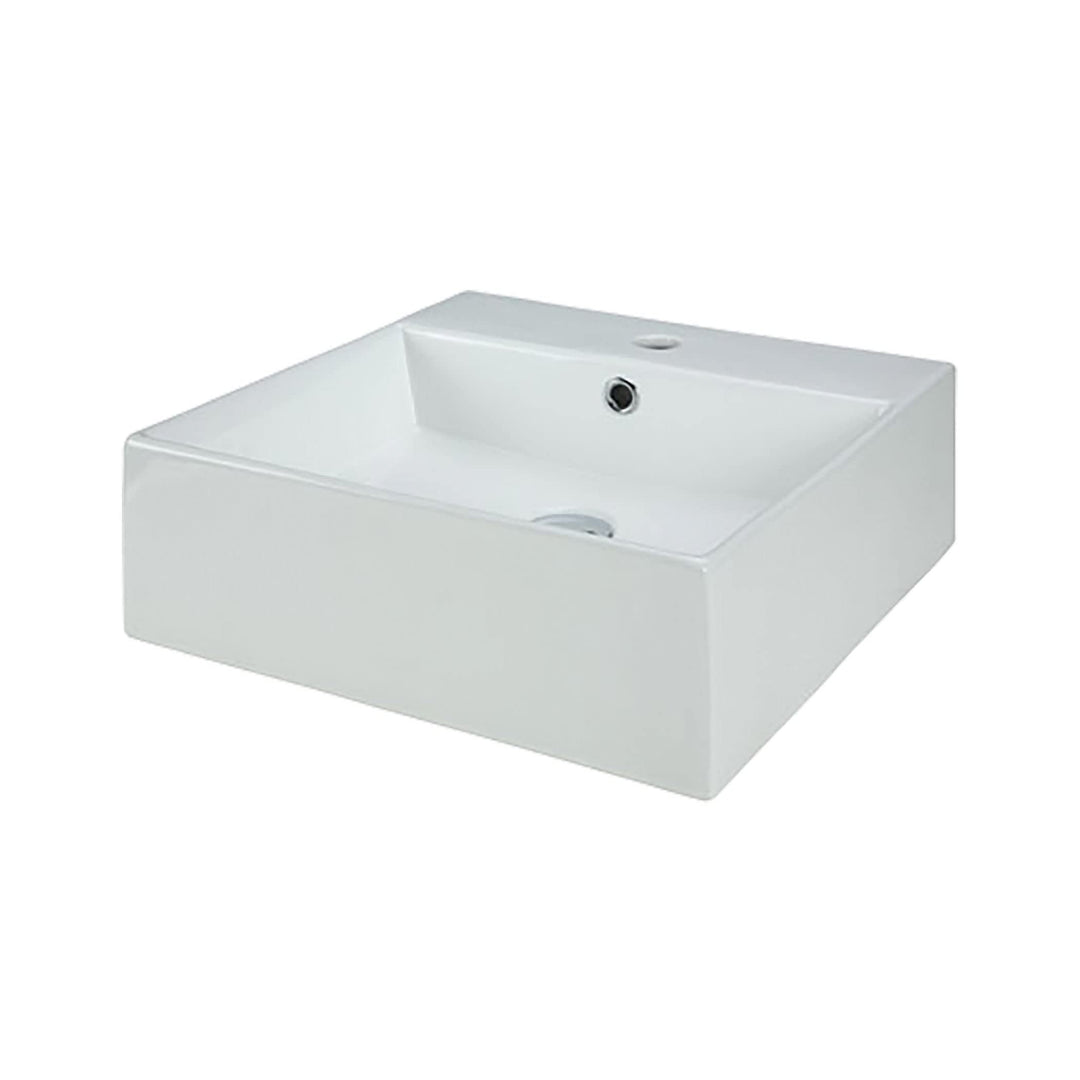 Square China Vessel White Ceramic Includes Hardware