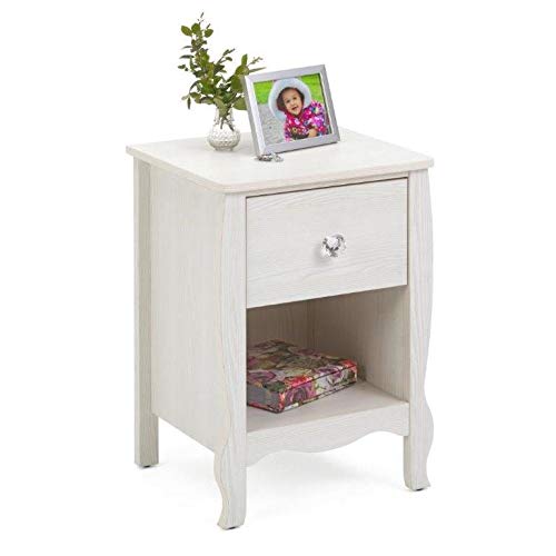 Nightstand Cream Traditional Princess Laminate Wood Frosted Includes Hardware