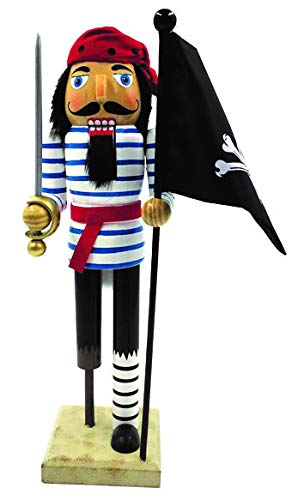 Santa's Workshop 14" PEG Leg Pirate with Flag Nutcracker Black