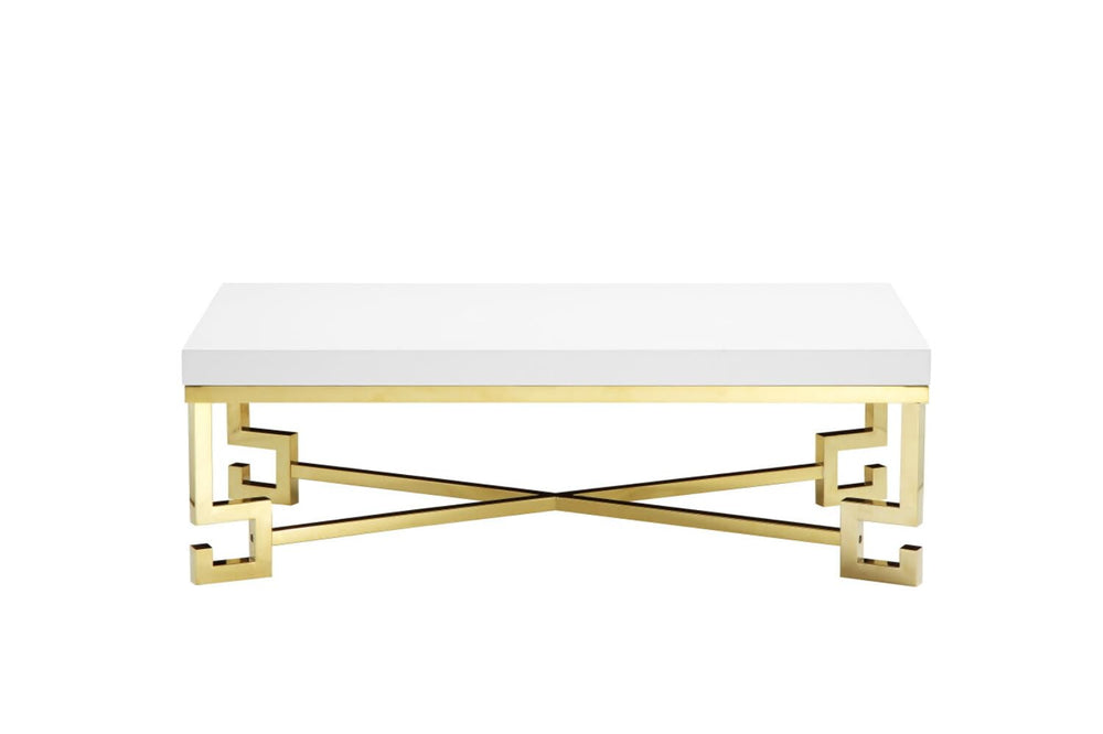 Sophia Coffee Table in Gold and White Lacquer - Diamond Home USA
