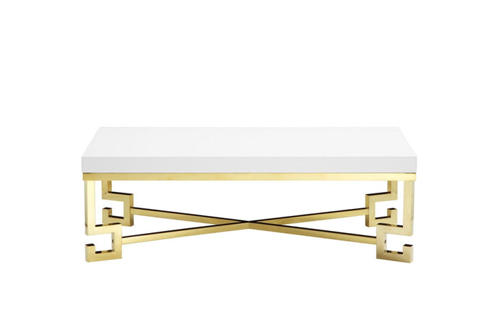 Sophia Coffee Table in Gold and White Lacquer - Diamond Home USA