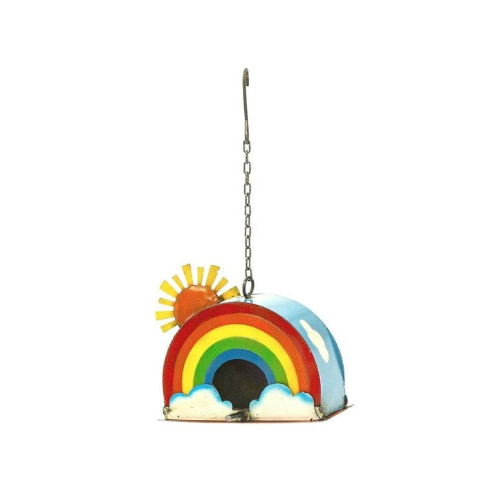 Rainbow Birdhouse Multi Color Rustic Metal Metallic Finish Handmade