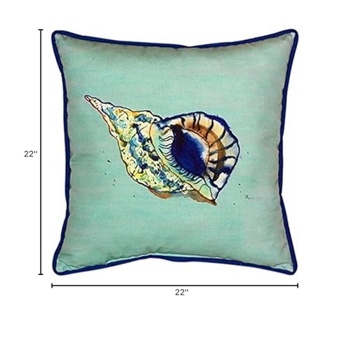 Betsy Drake Betsy's Shell Indoor/Outdoor Pillow 22" x 22" Teal - Diamond Home USA