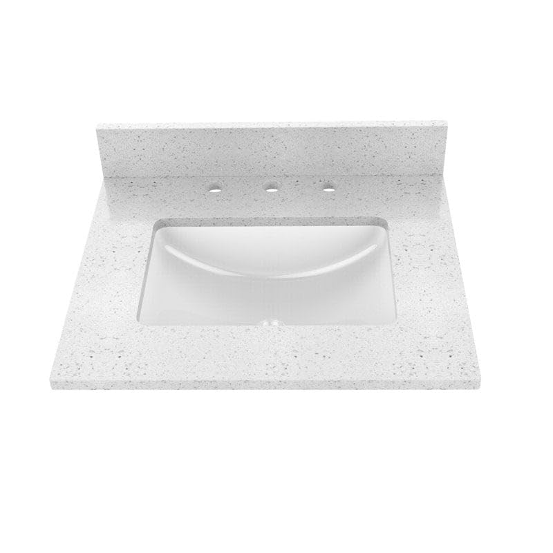 25" X 22" Engineer Marble Bathroom Vanity Top in Speckled White with Rectangular
