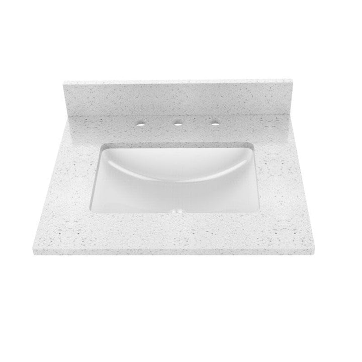 25" X 22" Engineer Marble Bathroom Vanity Top in Speckled White with Rectangular
