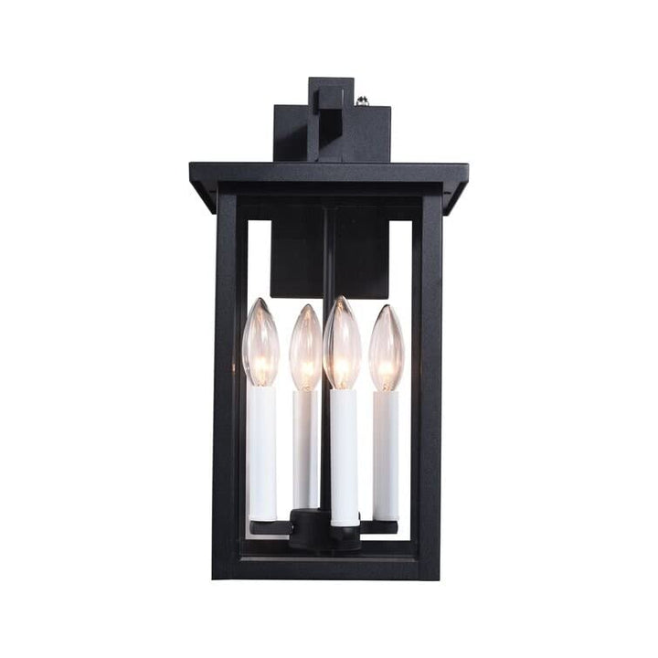 Black 4 Bulb 16.7'' H Outdoor Wall Lantern with Dusk to Dawn 16.7 * 9.4 * 8.7 - Diamond Home USA