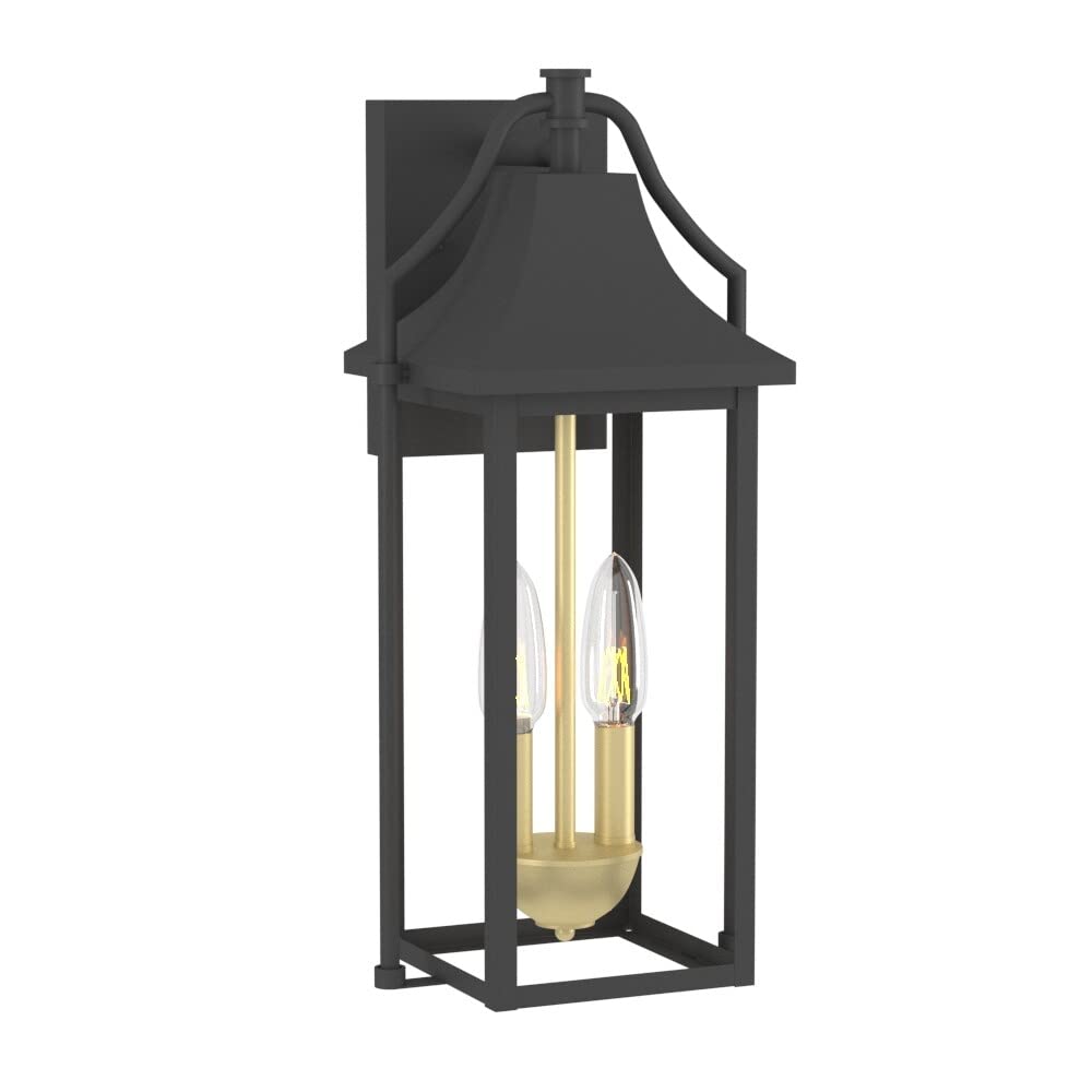 17.6" Black Meal Oudoor Wall Ligh Indusrial Modern Conemporary Glass Dusk - Diamond Home USA