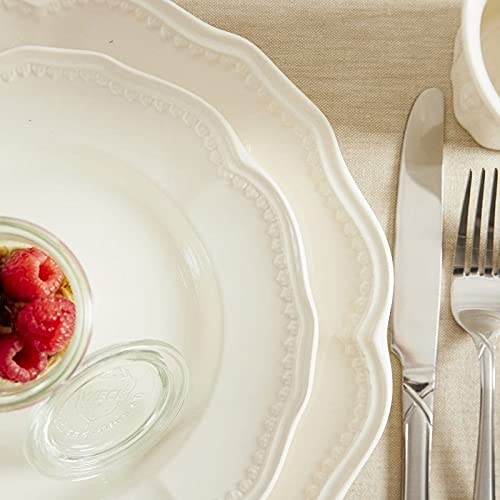 Cottage 16pc Dinner Set White Solid Casual Traditional Round Stoneware 16 - Diamond Home USA