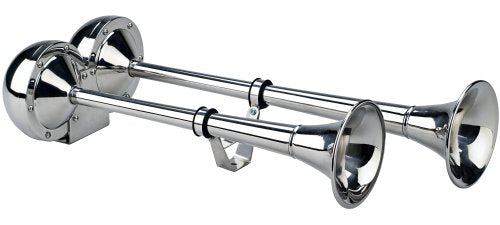 Wolo (125) The Dominator Stainless Steel Dual Trumpet Marine Horns - 12 Volt Low - Diamond Home USA