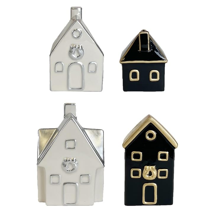 Ceramic Christmas Village Set of 4 Christmas Village Houses Ceramic - Diamond Home USA