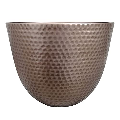 12 in. Dia. Resin Planter Copper Brown Modern Contemporary