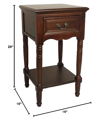 Urban Designs Solid Wood Night Stand Table Dark Brown - Diamond Home USA