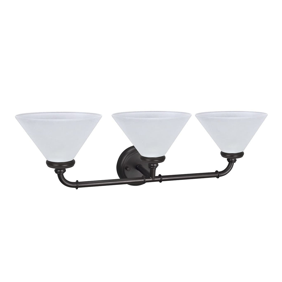 Three-Light Metal Bathroom Vanity Wall Light Fixture 6-1/2" Wide Oil Rubbed - Diamond Home USA