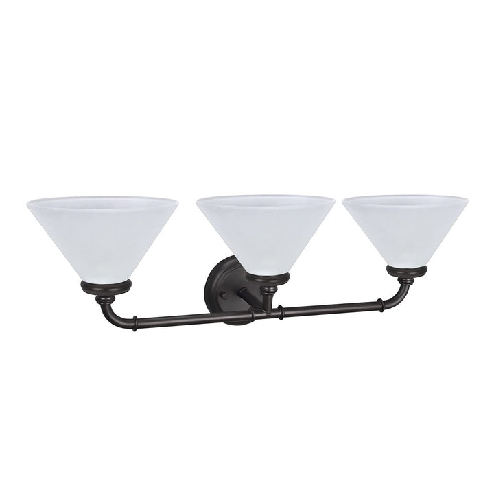 Three-Light Metal Bathroom Vanity Wall Light Fixture 6-1/2" Wide Oil Rubbed - Diamond Home USA