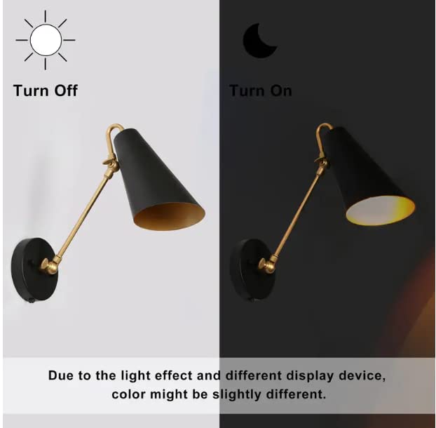 Modern Black Brass Plug-in Adjustable Wall Sconces Gold Industrial Mid-century - Diamond Home USA