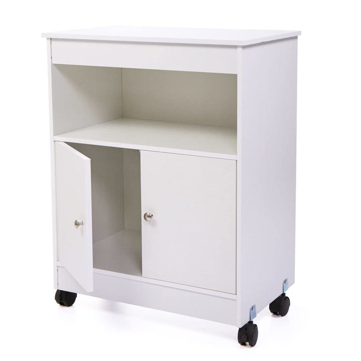 White Microwave Storage Cabinet with Universal Wheel 24 * 14.6 * 30.8 Modern - Diamond Home USA