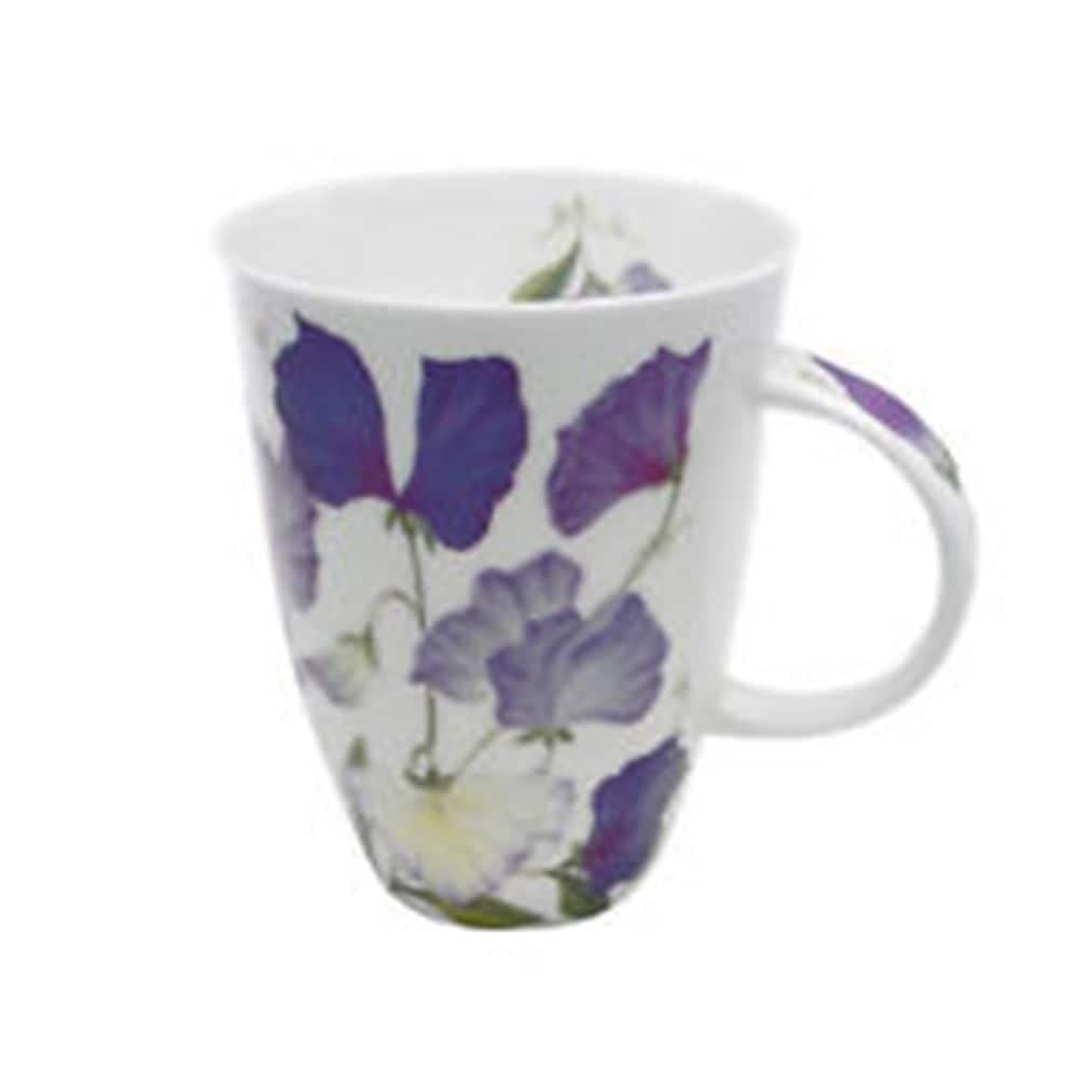 Roy Kirkham Sweet Pea Traditional Ceramic Louise Mugs in White (Set of 6) - Diamond Home USA