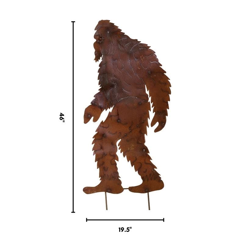 Big Foot Silhouette On Stake Brown Metal Handmade - Diamond Home USA